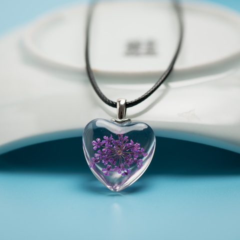 Peach Heart Dandelion Glass Pendant Time Gem Necklace Artware Long Rope Necklaces Drop Shipping #FY414 ► Photo 1/6