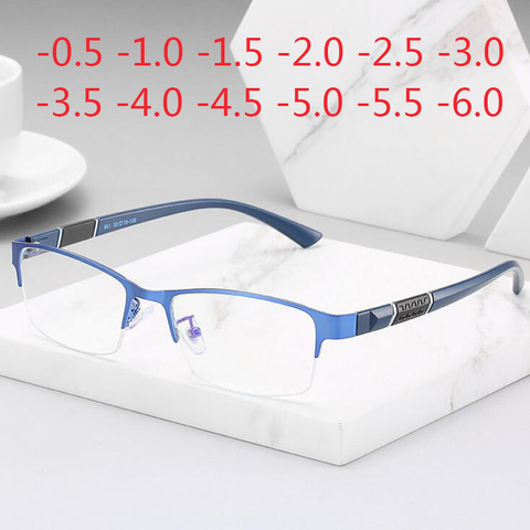 Prescription Eyeglasses Rectangle Half Frame Design Optical Glasses Myopia Resin Lenses Spectacles -0.5 -1 -1.5 -2 -2.5 -3 -5 -6 ► Photo 1/6