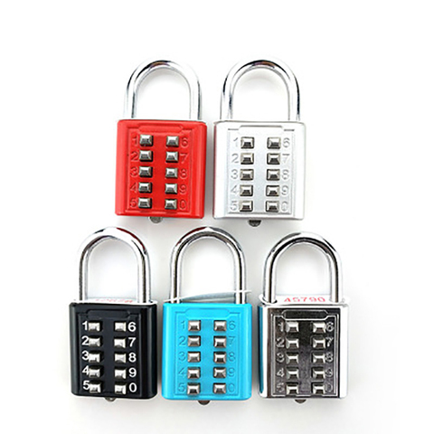 10 Digit Number Button Code Lock Zinc Alloy Password Padlock Outdoor Locker Safety Locks Travel Suitcase Protector Lock ► Photo 1/6