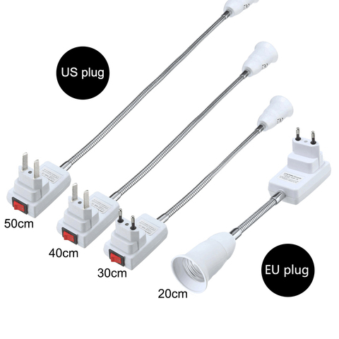 20-50cm AC 110-220V E27 Socket holder Lamp Bulb Socket e27 Holder Flexible Extension Converter Switch Adapter Socket EU/US Plug ► Photo 1/6