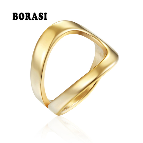 BORASI Simple Summer Water Drop Shape Ring Wire Wrap Surf Rings For Women Stainless Steel Jewelry Birthday Party Wedding Gifts ► Photo 1/5