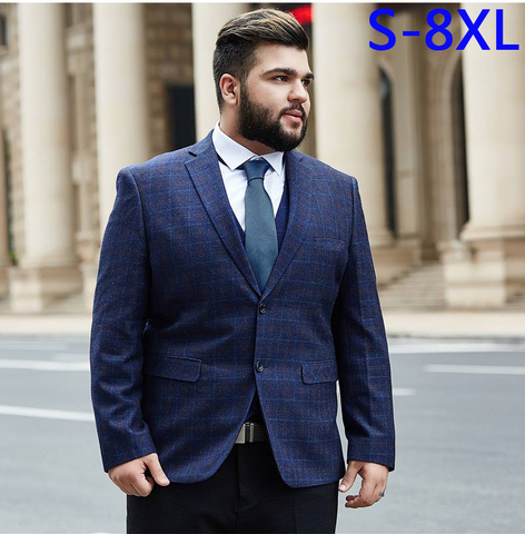 Men's plaid blazer big men's suit super large uniform grid dress jacket  high quality wholesale price plus size 2XL-7XL 8XL 9XL ► Photo 1/1