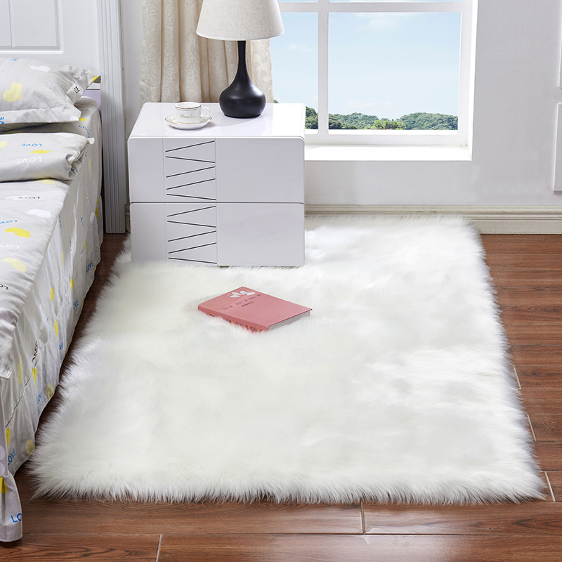 Faux Wool Fur Carpet Chair Cover Seat Pad Soft Sheepskin Floor Rug Mats For Home 