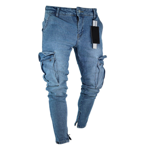 Mens Jeans Denim Pocket Pants Summer Autumn Thin Slim Regular Fit Straight Jeans Elasticity Stretchy Male ► Photo 1/5