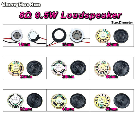 ChengHaoRan 8 ohm 0.5W Horn speaker 10mm 15mm 20 23 26 30 32 40mm 50MM diameter 8R 0.5W Small loudspeaker Wholesale Electronic ► Photo 1/3