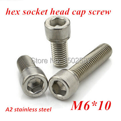 100 M6-1.0x10mm OR M6X10 mm Socket Allen Head Cap Screw Stainless Steel 