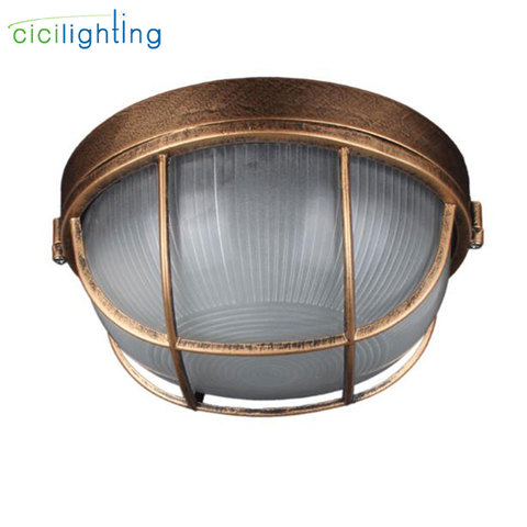 2022 New Vintage outdoor ceiling lamp,Bronze Metal Glass protective yard garden ceiling light,waterproof retro flush mount light ► Photo 1/6