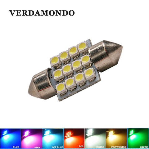 1pcs 31mm 12 SMD 3528 Car Interior Dome Festoon LED Light Bulbs Lamp Warm White Red Green Ice Blue Pink ► Photo 1/5