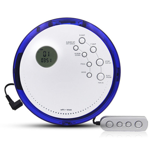 Portable CD Player Walkman Shockproof Anti Scratch Support Disc type MP3/CD /CD-ROM Heavy bass Loop play LCD screen Wire Control ► Photo 1/6