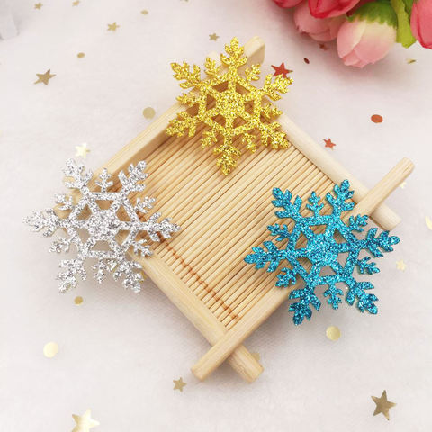 16pcs 42mm Glitter Christmas Snowflakes Composite Gold Powder Cloth Appliques Wedding Making DIY Craft Supplies A92 ► Photo 1/5