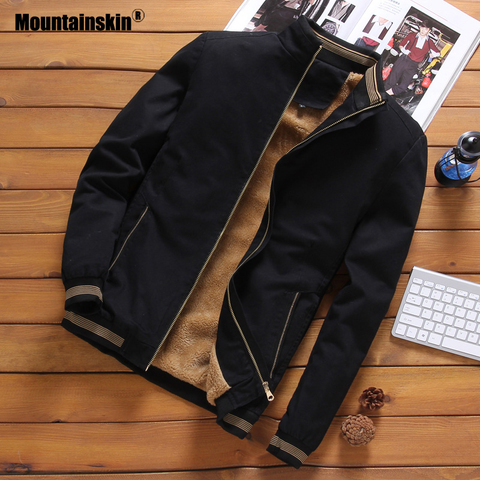 Mountainskin Fleece Jackets Mens Pilot Bomber Jacket Warm Male Fashion Baseball Hip Hop Coats Slim Fit Coat Brand Clothing SA690 ► Photo 1/6