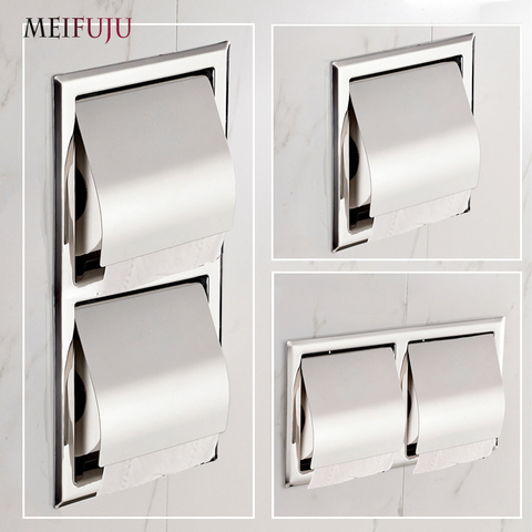 Recessed Toilet Paper Support sus 304 Stainless Steel Toilet Paper Holder Wall Roll Holders Tissue Box Cover Toilet Roll Holder ► Photo 1/6