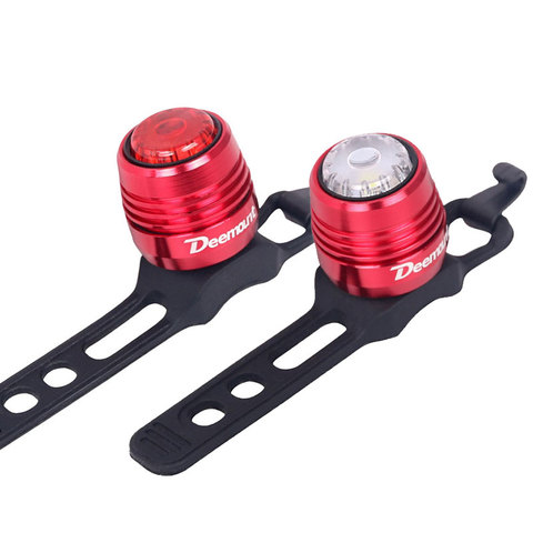 Deemount Bicycle Rear Light Carat Type Bike Warning Lamp USB Charge Red White Light Color Safety Headlight Tail 9 hours Lante ► Photo 1/6