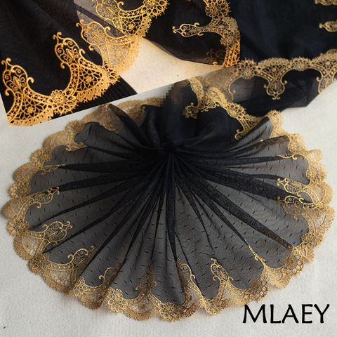 MLAEY 2Yards golden Exquisite Embroidered Flower Lace Trim High Quality Lace Fabric DIY Craft&Sewing Dress Clothing Accessories ► Photo 1/6