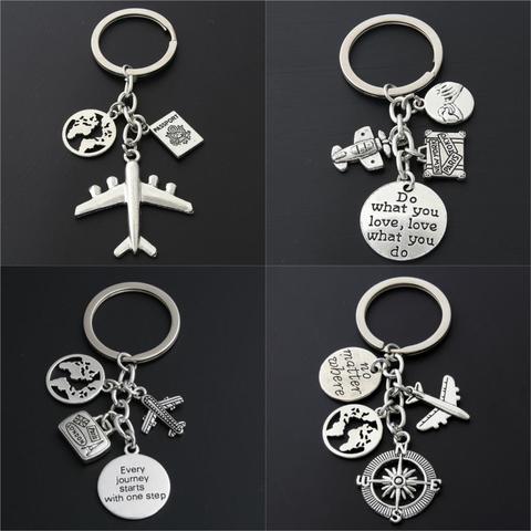 1pc World Map Charms Airplane Key Chains No Matter Where Pendant Key Ring For Travel Jewlery Freedom Gift For Traveler ► Photo 1/6