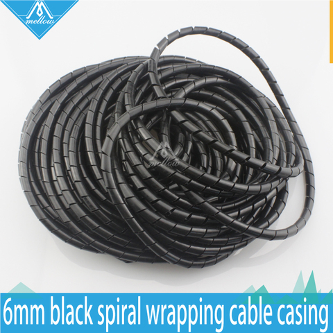 3D Printer RepRap Flame retardant 15M Length ID 6mm Black spiral Wrapping Cable casing Cable Sleeves Winding pipe wrapping band ► Photo 1/4