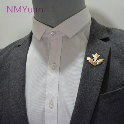 European style maple leaf brooch shirt collar corner clip, men's suits shirts wholesale brooch ► Photo 1/1