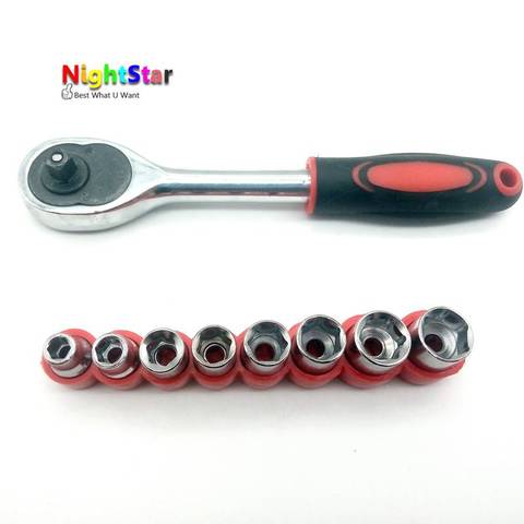 8pc 1/4 Inch Drive Hex Bit Socket Set Socket wrench Set Wrench Adapter 5/6/7/8/9/10/11/12mm + 1/4 Inch Wrench ► Photo 1/4
