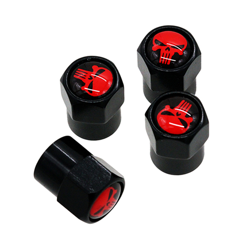 HAUSNN Punisher White/Red Skull Logo Valve Caps Car Wheel Tires Accessories Stems Covers Auto Styling For Ford Toyota Audi VW ► Photo 1/6