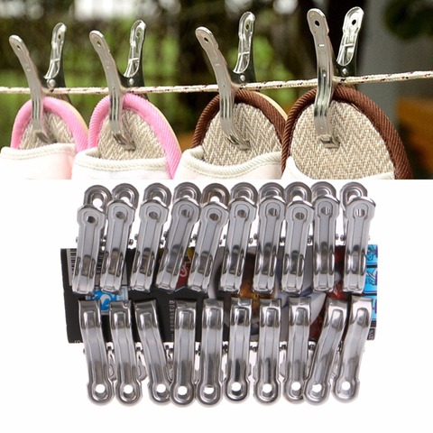 20 Pcs Stainless Steel Clothes Pegs Hanging Pins Laundry Windproof Clips ► Photo 1/6