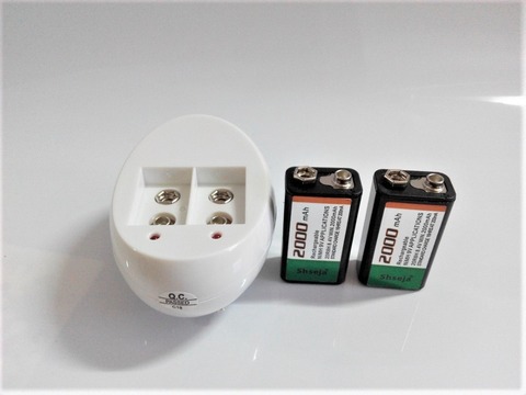 2 pcs Large-capacity  2000MAH 9 volt Ni-MH battery + Universal 9v EU charger set ► Photo 1/4