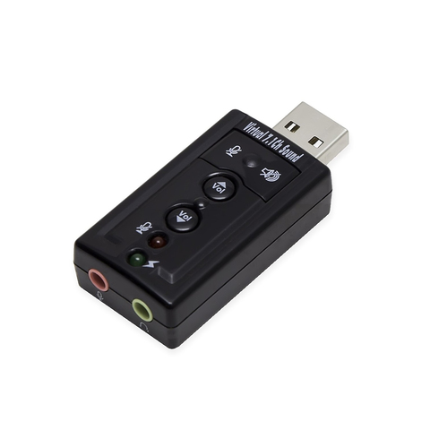 Elisona USB 2.0 External Virtual 7.1 Surround Adapter Sound Cards USB to Two 3.5MM Audio Microphone Interface Converter ► Photo 1/4