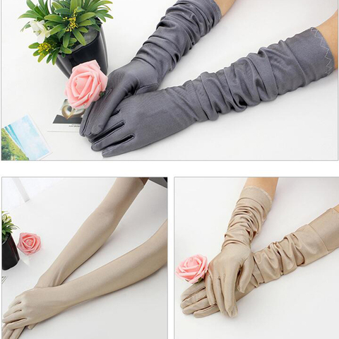 1 Pair Long Finger Elbow Sun Protection Gloves Opera Evening Party Prom Costume Fashion Gloves Black Red White ► Photo 1/4