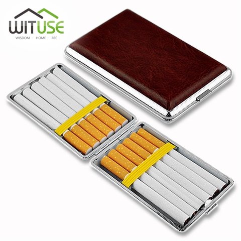 hold 12 14 16 18 20 Smoker Cigarette Case Box Classical Leather Metal cigarette box Smoking Tobacco case box for men's gift ► Photo 1/6