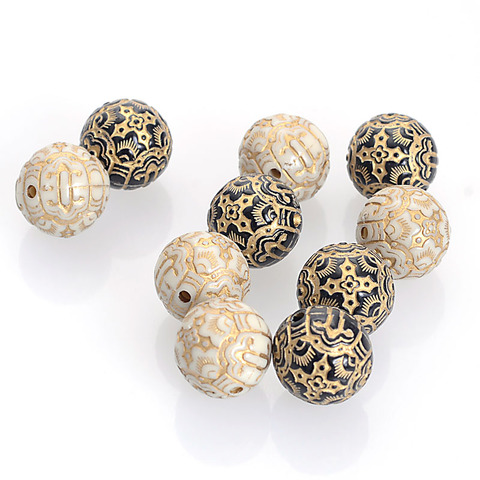 New Arrival 30 pcs 14mm Fluted Corrugated Antique Design Plating Acrylic Spacer Loose Round Beads For Diy Jewelry Making Charms ► Photo 1/6