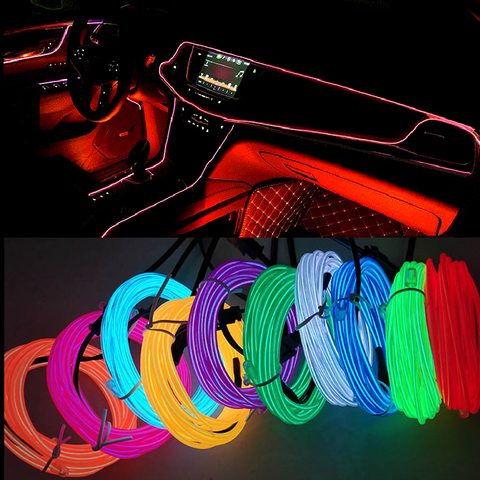 1M/2M/3M/5M Car Interior Lighting LED Strip Decoration Garland Wire Rope Tube Line flexible Neon Light With Cigarette Drive ► Photo 1/6