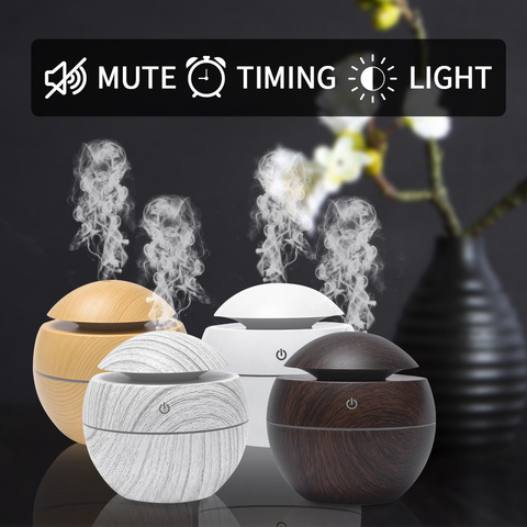 Mini Air Humidifier USB Ultrasonic Aroma Diffuser Wood Grain 7 LED Light  Electric Essential Oil Diffuser For Home Aromatherapy ► Photo 1/6