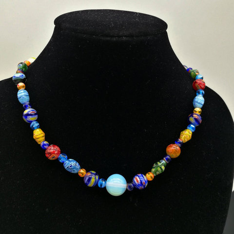  Free Shipping Wholesale 2Pcs Fashion wheel Millefiori  Murano Glass Necklace,Fashion   Necklace 6-14mm ► Photo 1/1