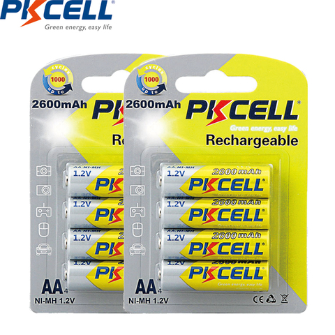 8Pcs/2Pack PKCELL 1.2v AA 2300mAh-2600mAh Ni-MH aa 2A Rechargeable Battery Batteries For Flashlight toys remote control ► Photo 1/5