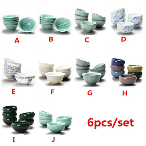 6 pcs/set Chinese Ceramic Tea Cup Ice Cracked Glaze Cup Kung Fu teaset Small Porcelain Tea Bowl Teacup Tea Accessories Drinkware ► Photo 1/6