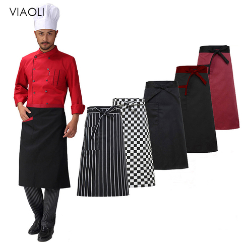 Wholesale price Kitchen Cooking Apron Striped Plaid Half-Length Short Waist Apron with Pocket Catering Chef Waiter Bar apron ► Photo 1/6