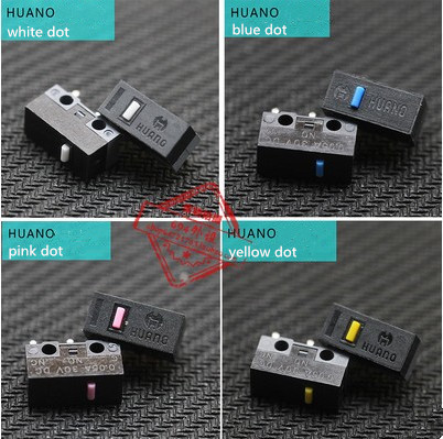 2pcs/pack original new HUANO mouse micro switch micro button white/yellow/blue/pink dot for choice ► Photo 1/1