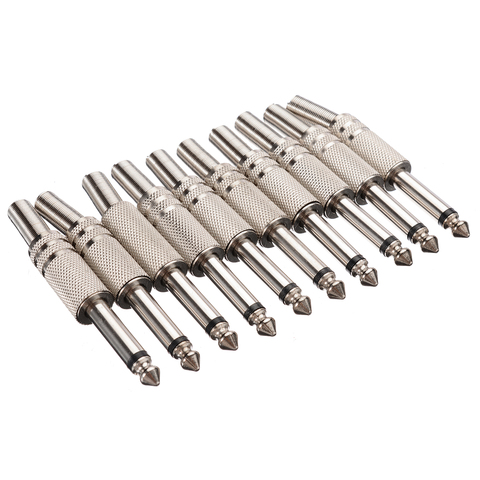 10pcs/pack 6.35mm Male Soldering Audio Connector 1/4