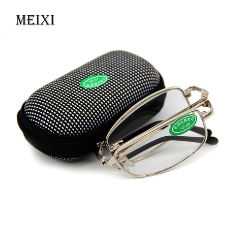 Hot Foldable Clear Men Women Reading Glasses Grid Case with Belt Clip Presbyopic +1.0+1.5+2.0+2.5+3.0+3.5 +4.0 ► Photo 1/5
