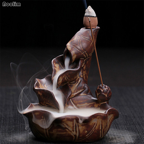 Lotus Fountain Backflow Incense Burner Smoke Waterfall Home Decor Buddhist Aroma Censer Aromatherapy Furnace + 20pcs Free Cones ► Photo 1/6