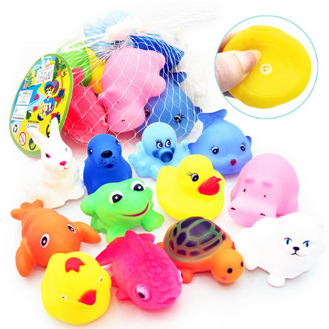 1Pcs Mixed Animals Swimming Water Toys Colorful Soft Floating Rubber Duck Squeeze Sound Squeaky Bathing Toy for Baby Bath Toys ► Photo 1/5