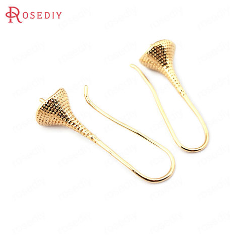 (33769)10PCS 30MM Inside Diameter 7*7MM 24K Gold Color Brass Half Pins Earrings Hooks High Quality Jewelry Findings Accessories ► Photo 1/5