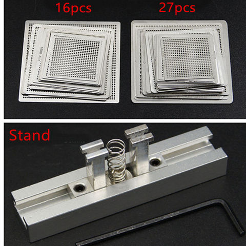 Directly Heat BGA Reball Reballing Net Universal Stencils Template Set Kit Silver Steel Welding Fluxes with stand ► Photo 1/3