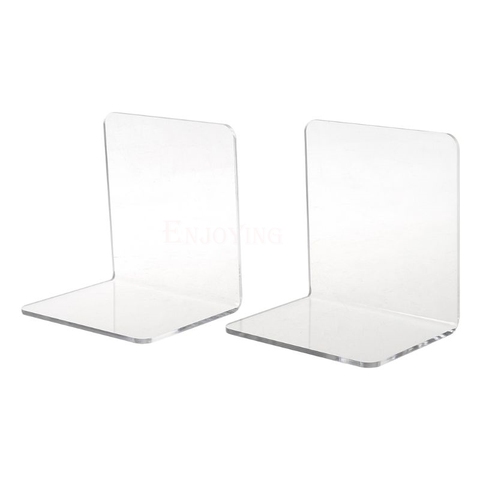 2Pcs Clear Acrylic Bookends L-shaped Desk Organizer Desktop Book Holder School Stationery Office Accessories ► Photo 1/6