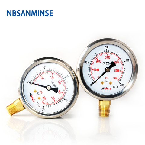 Hydraulic Pressure Oil Gauge SM1SP63L 63mm 2.5inch 1/4 NPT Liquid Manometer Instruments Stainless Steel Gauge NBSANMINSE ► Photo 1/6