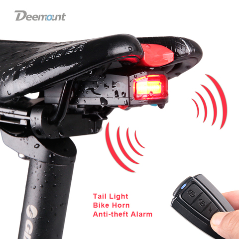Bicycle Rear Light + Anti-theft Alarm USB Charge Wireless Remote Control LED Tail Lamp Bike Finder Lantern Horn Siren Warning ► Photo 1/6