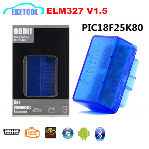 Hardware V1.5 PIC18F25K80 ELM327 Bluetooth Auto OBD Diagnostic Scanner Works Multi-Brand Cars ELM 327 Android AT Full Command ► Photo 1/6
