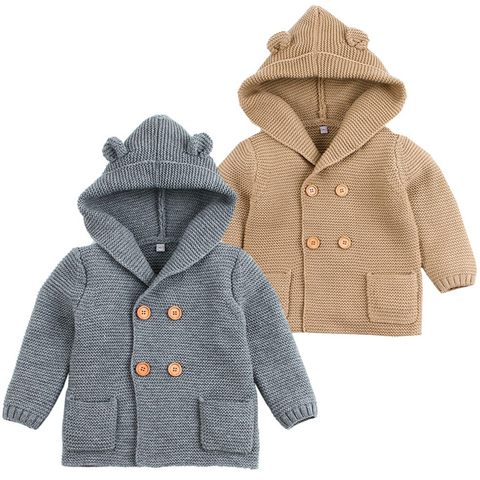 Winter Sweaters For Baby Girls Cardigans Autumn Hooded Newborn Boys Knitted Jackets Cartoon Bear Children's Long Sleeve Clothing ► Photo 1/6