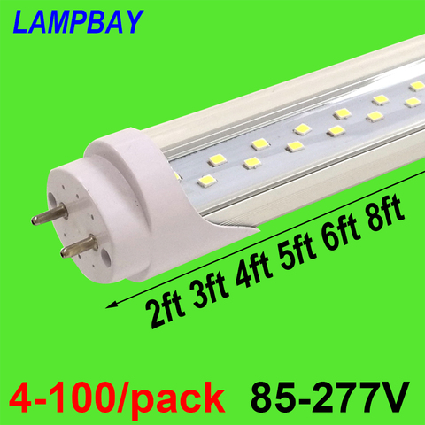4-100/pack Super Bright LED Tube Bulb 2ft 3ft 4ft 5ft 6ft Double Row Lights T8 G13 Fluorescent Retrofit Lamp Daylight Lighting ► Photo 1/6