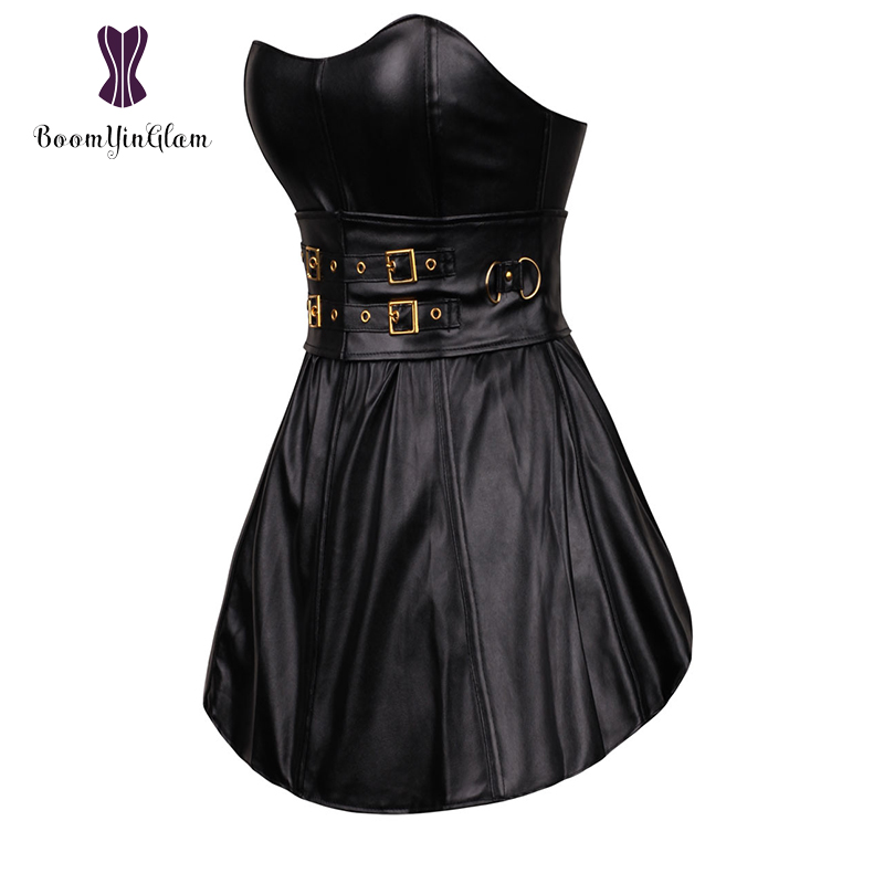 Black Gothic Punk Women's Long Torso Boned Corset Bustier Leather Clubwear  Dress Zip Back 9003# - Price history & Review, AliExpress Seller -  BoomYinGlam Corset Store
