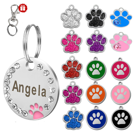 Custom Dog Tag Engraved Pet Dog Collar Accessories Personalized Cat Puppy ID Tag Stainless Steel Paw Name Tags Pendant Anti-lost ► Photo 1/6